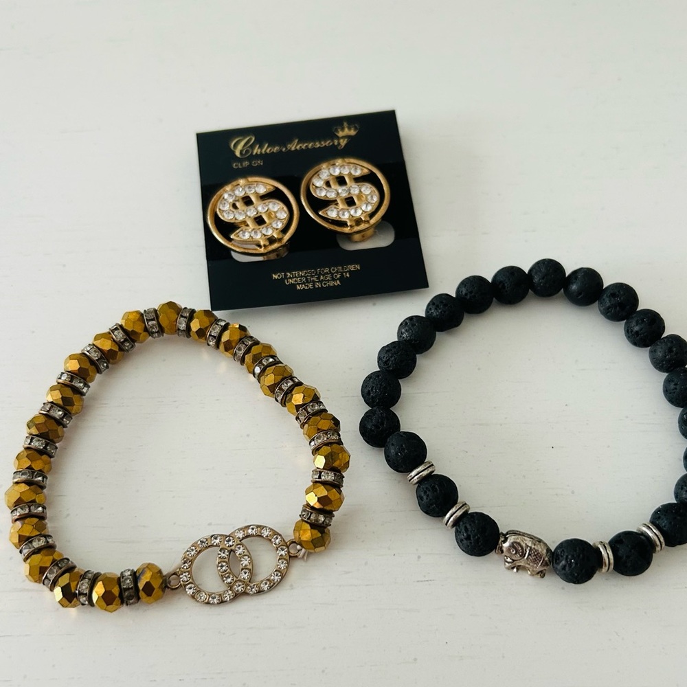 Jewelry Set of 3 Bling Fun Bracelets & Earrings Bundle Deal